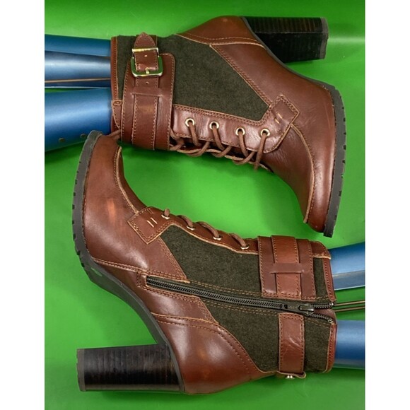 Antonio Melani Women's Brown Side Zipper Leather Heel Ankle Boot Size 8M - Picture 6 of 9